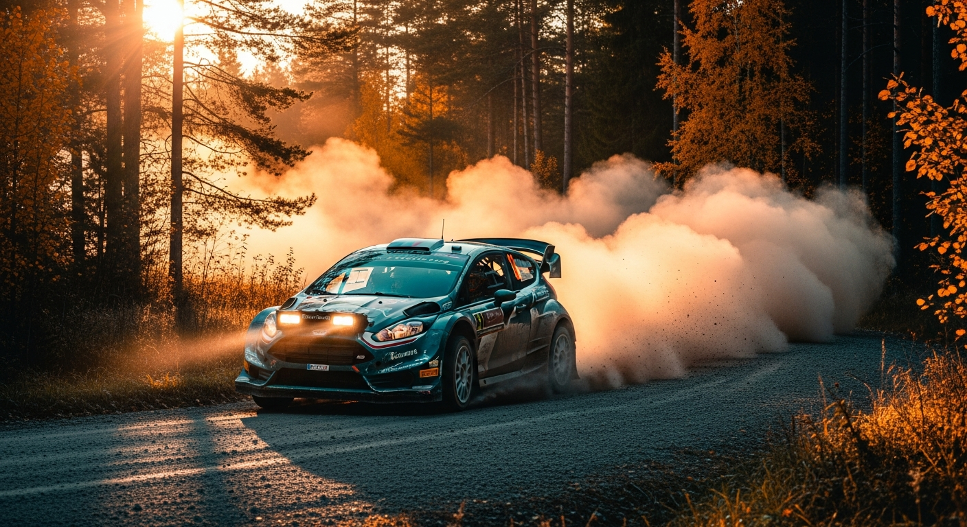 Rally car in action